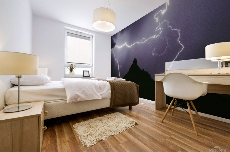 Pinnacle Peak Lightning Bolt Surrounded Mural print