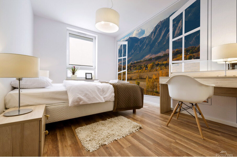 Boulder Flatirons Autumn White Open Window View Mural print