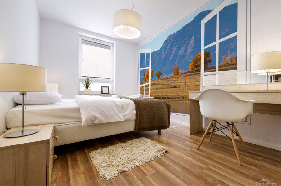 Boulder Flatirons Autumn Trees  Open Window View Mural print