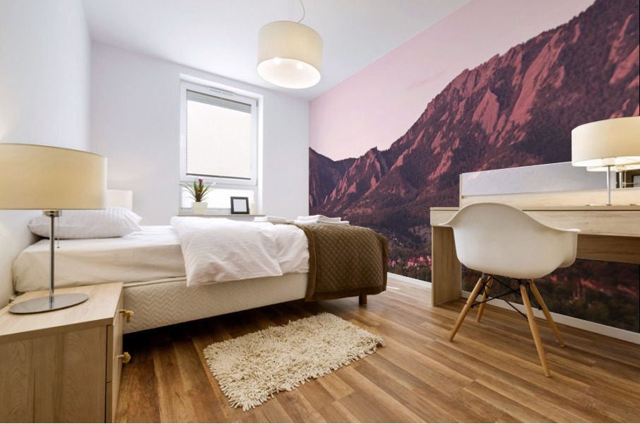 Flatiron first light Panorama Boulder CO Mural print