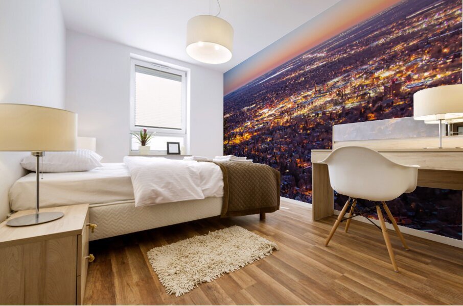 City Of Boulder Colorado Downtown Scenic Sunrise Panorama   Mural print