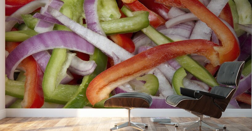 Colorful Peppers and Onions Wall Murals