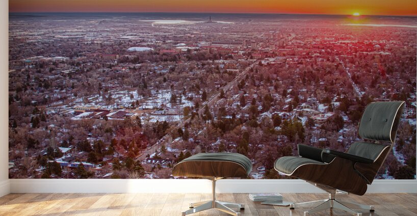 Winter Morning Sunrise Over Boulder Colorado University Wall Murals