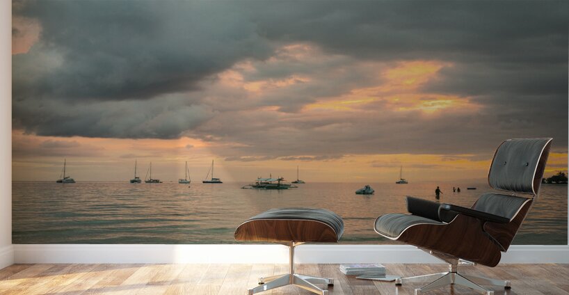 A Fleeting Glow Over Tranquil Waters Camotes Twilight Wall Murals