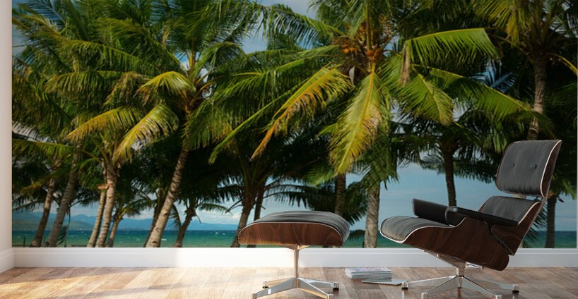 Stunning Palm Trees Swaying on the Shores of Negros Oriental Wall Murals