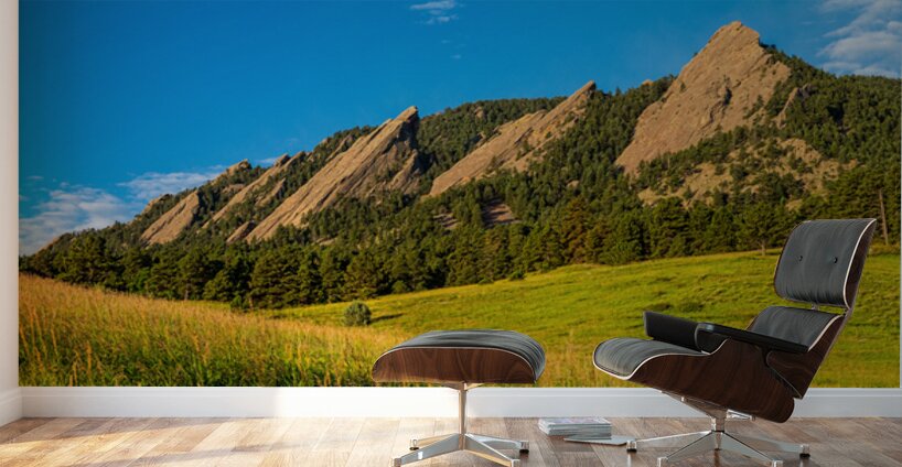 Boulder Colorado Flatirons Sunset Golden Light Wall Murals