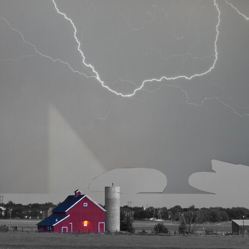 C2C Red Barn Lightning Rodeo BW SC Wall Murals