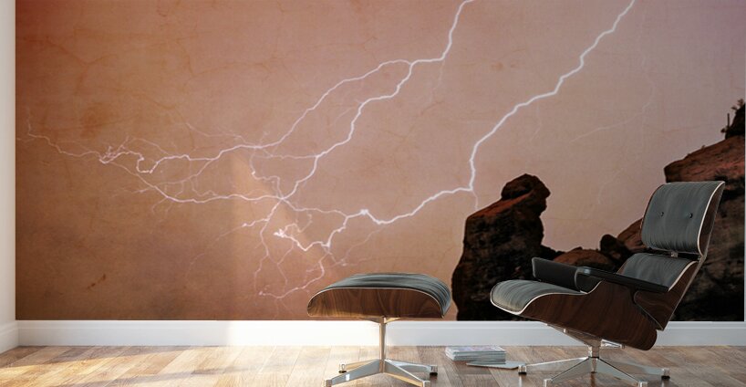 Praying Monk Camelback Mountain Lightning Monsoon Storm Wall Murals