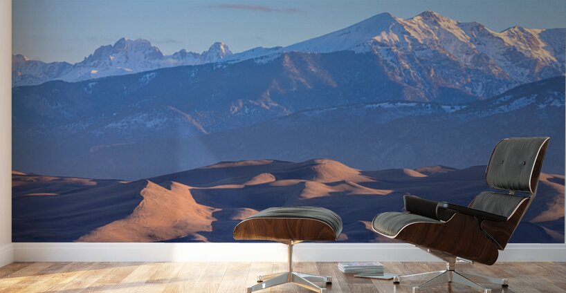 Early Morning Sand Dunes and Snow Covered Peaks Wall Murals