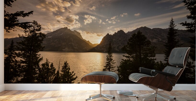 Alpenglow Kiss Jenny Lake Teton Sunset Wall Murals