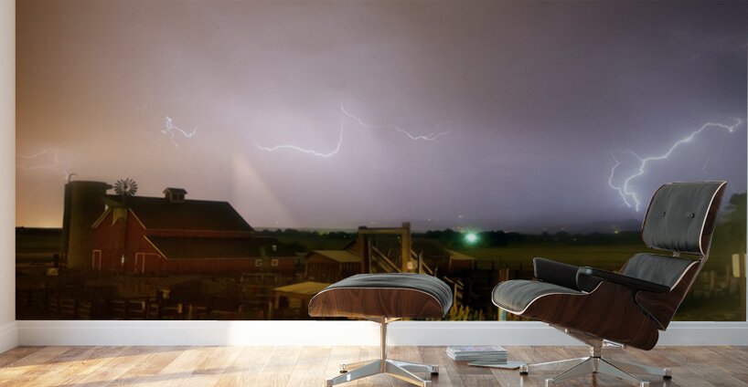 Lightning Storm over Historic Lohr McIntosh Farm in Longmont CO Wall Murals
