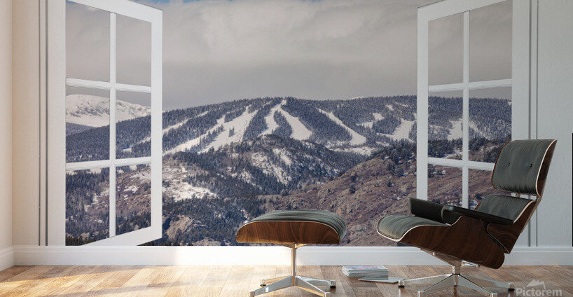 Ski Slopes Open White Picture Window View Wall Murals