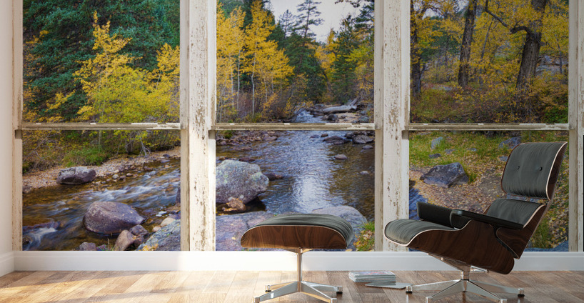 Happy Place Picture Window Frame Fine Art  Wall Murals