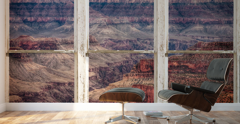 Rustic Window View Grand Canyon Wall Murals