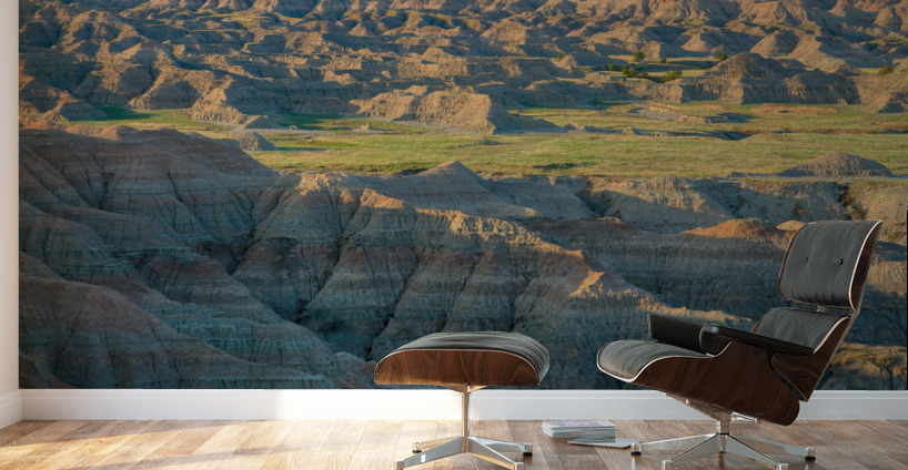 Early Morning Sunlight Illuminating the South Dakota Badlands Wall Murals
