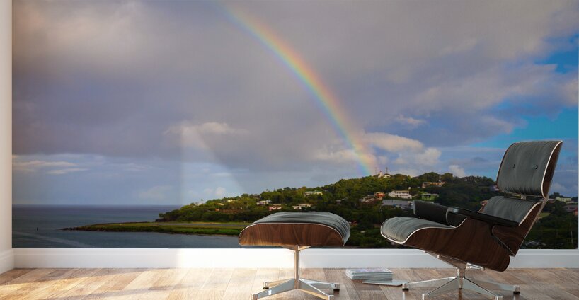 Rainbow Descending Near the Vigie Lighthouse in St Lucia Wall Murals