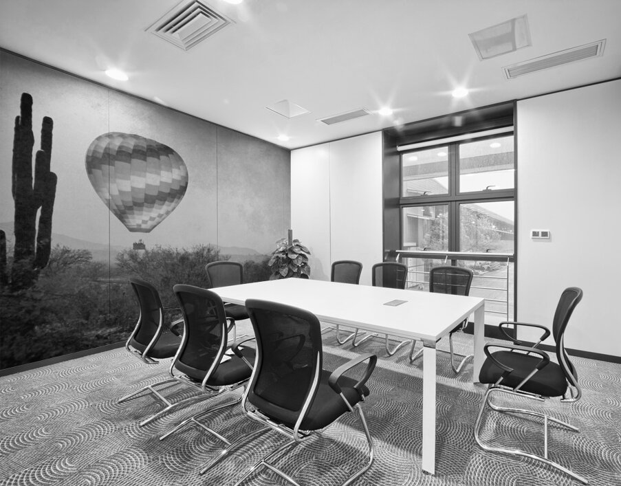 Hot Air Balloon Flight over Southwest Desert BW Fine Art Print   Wall Printing