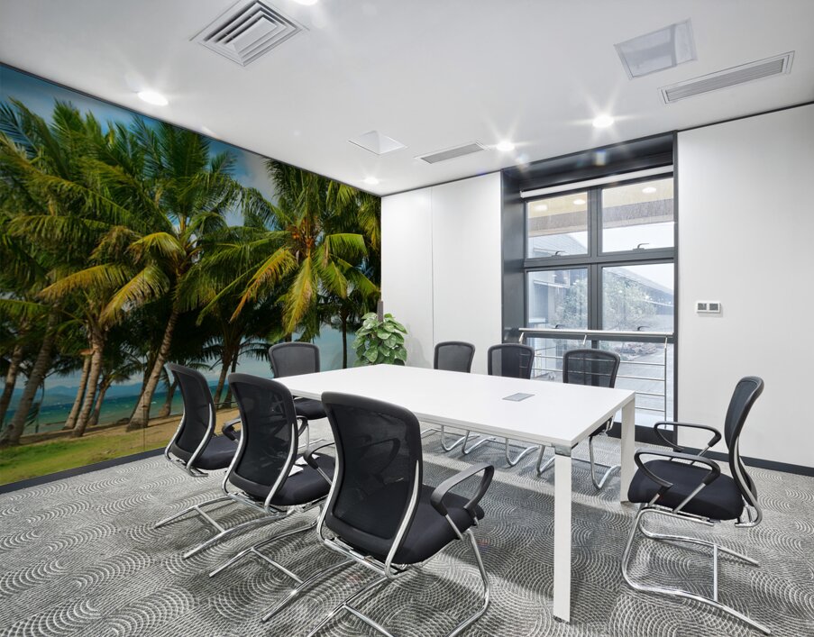 Stunning Palm Trees Swaying on the Shores of Negros Oriental Wall Printing