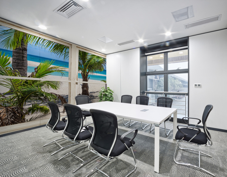 Tropical Paradise Rustic White Window View Wall Printing