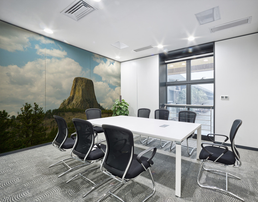 Majestic Devils Tower in Wyoming Amidst Pine Forest Wall Printing