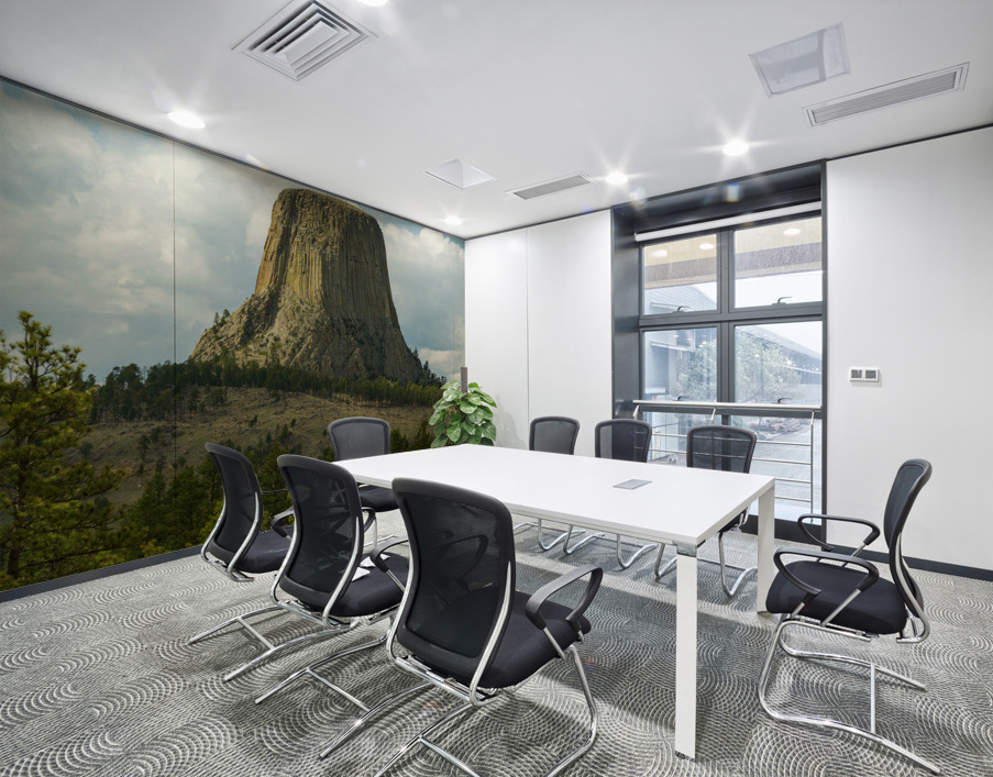 Majestic Devils Tower in Wyoming Surrounded by Pine Forest Wall Printing