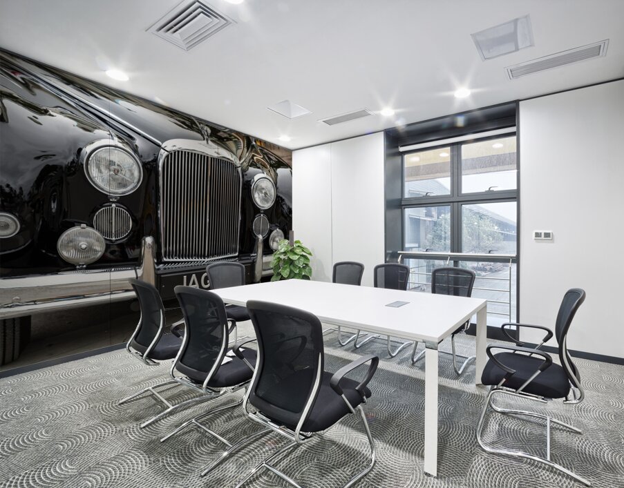 Front End of a Classic Old Black Jaguar Wall Printing