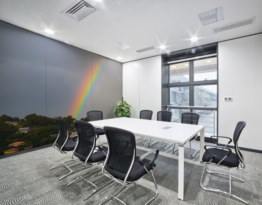 Enchanting Finale of a Vibrant Rainbow Wall Printing