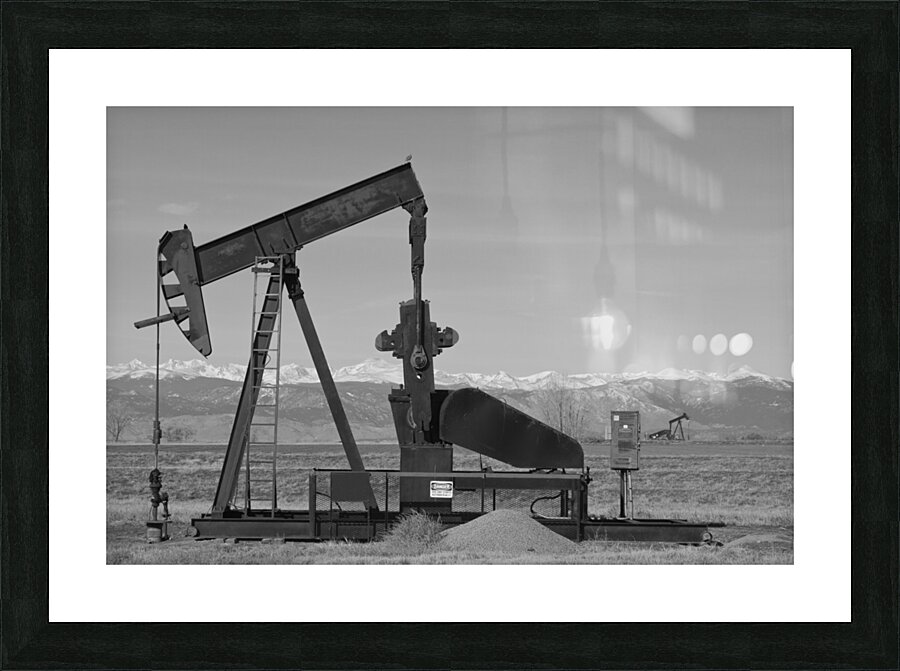 Colorado Rocky Mountain Oil Wells BW Picture Frame print