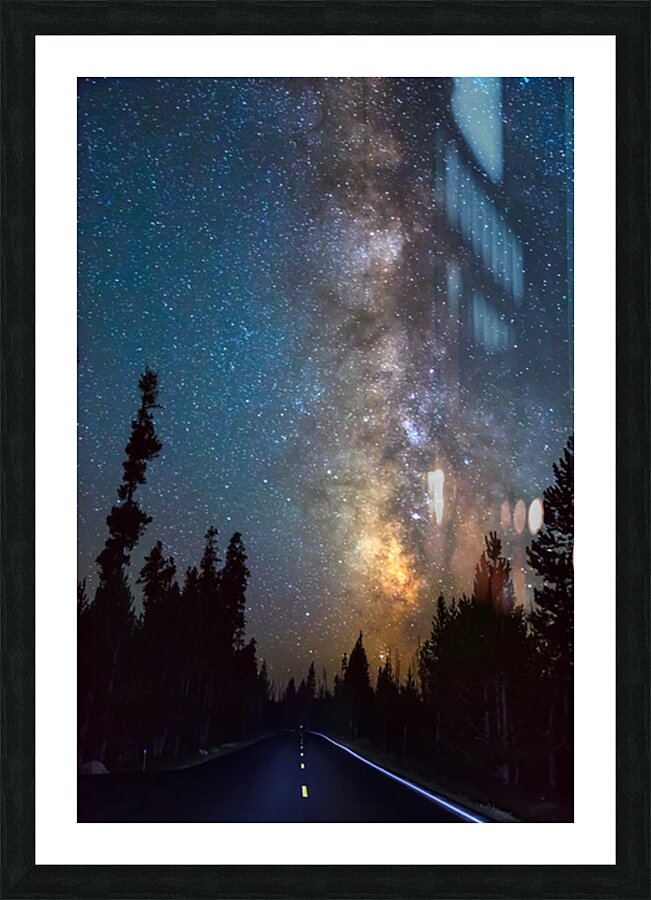 Milky Way Over Forest Highway Night Landscape Picture Frame print