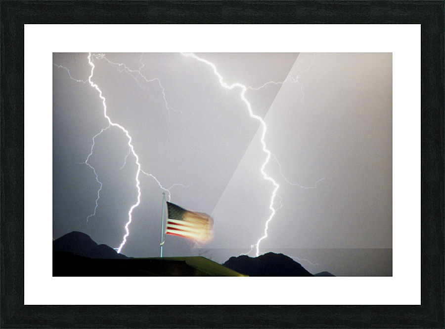 USA Flag and Lightning Impression et Cadre photo