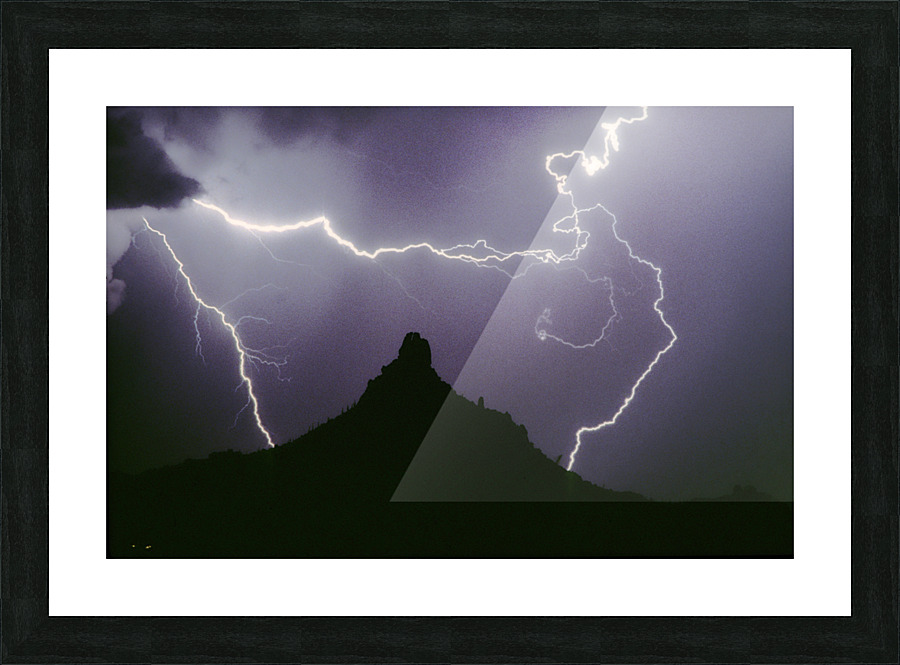 Pinnacle Peak Lightning Bolt Surrounded Picture Frame print