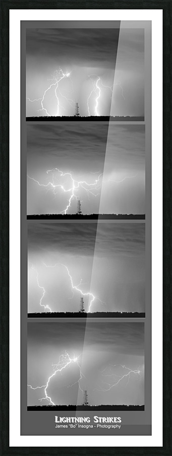 Lightning Strikes 4 Image Vertical Progressio  Impression encadrée