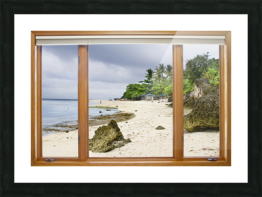 Beach Tropical Wood Window View Impression du cadre