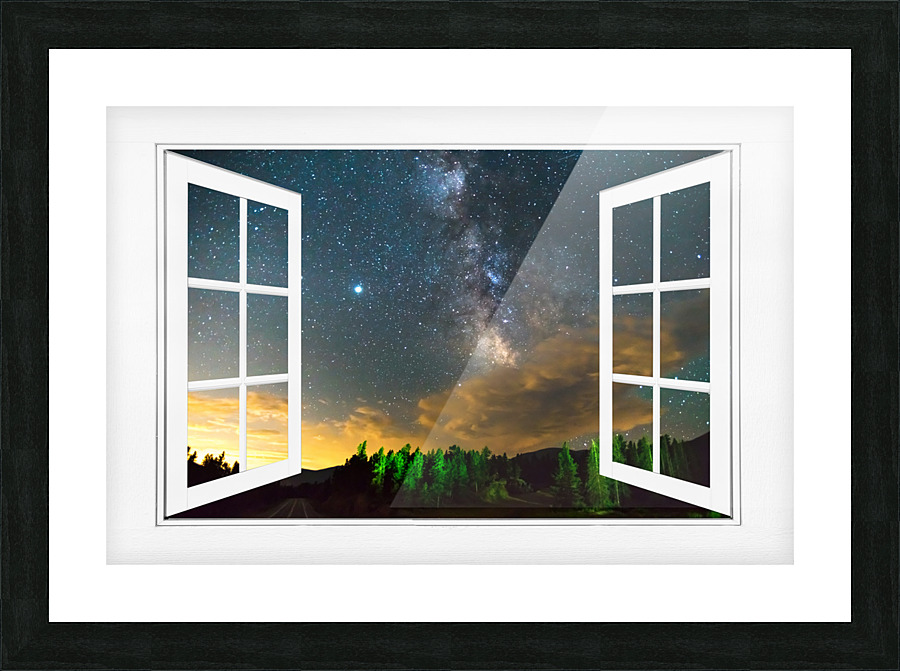Milky Way Rising Out Of Clouds Open Window View Frame print