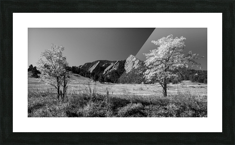Boulder Colorado Flatirons Black White Pano Picture Frame print