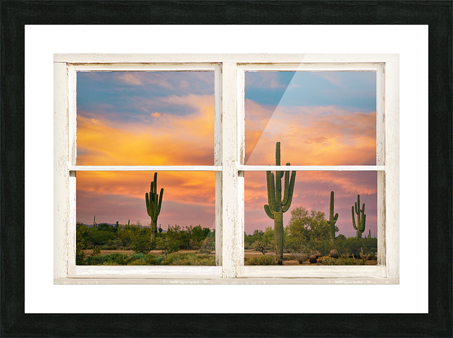 Colorful Southwest Desert Rustic Window View Frame print
