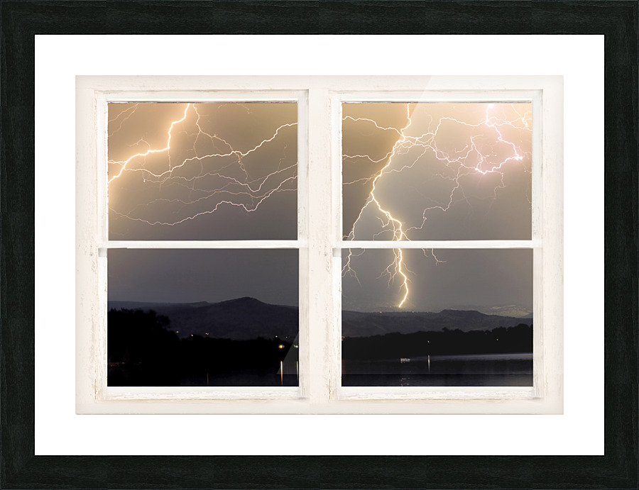 Stormy Night Window View Picture Frame print