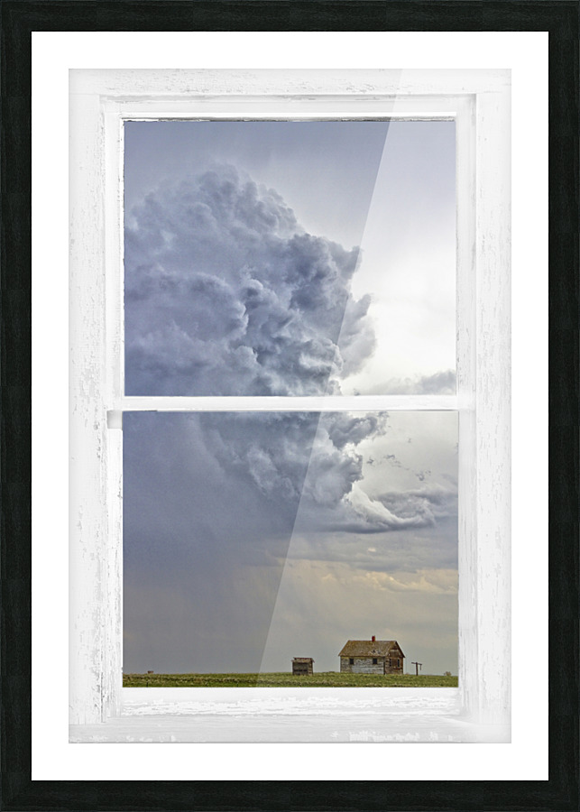 Western Storm Farmhouse Window View Picture Frame print