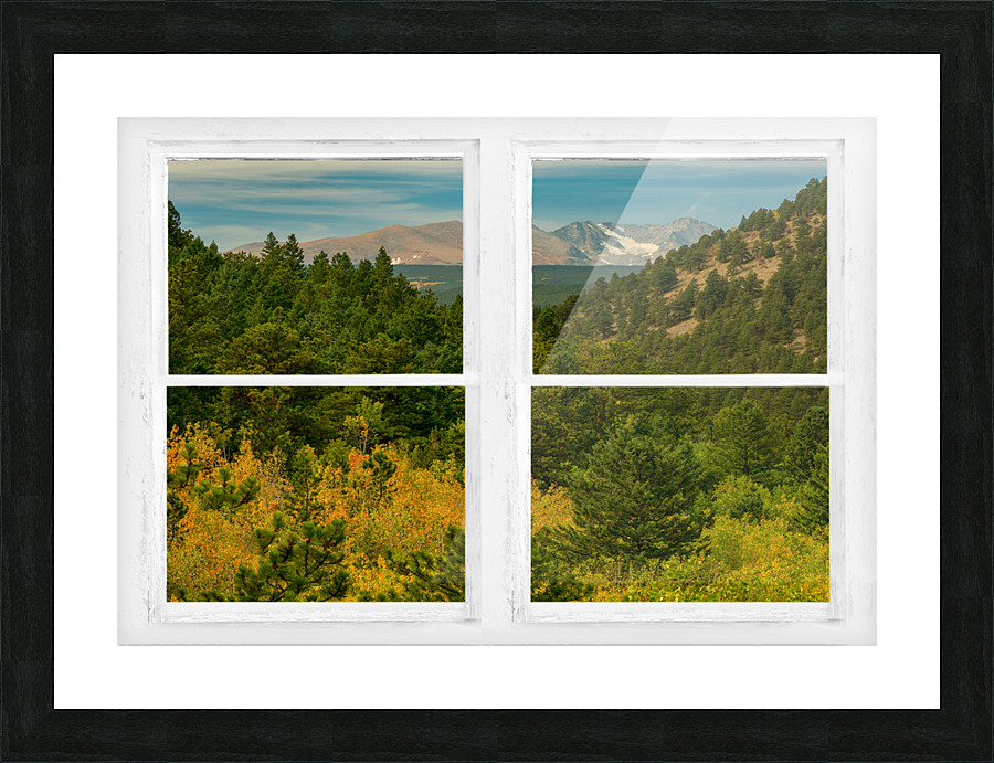 Rocky Mountain Whitewash Picture Window View Picture Frame print