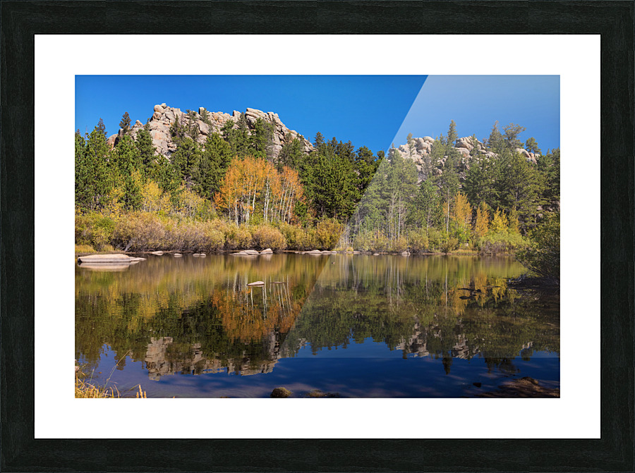 Cool Calm Rocky Mountains Autumn Reflections Frame print