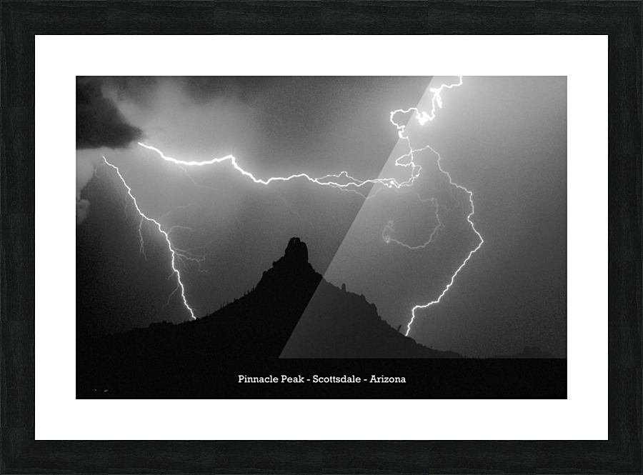 Pinnacle Peak Surrounded by Lightning Bolts Limited Edition Frame print