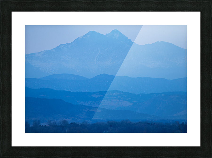Rocky Mountains Twin Peaks Blue Haze Layers  Framed Print Print