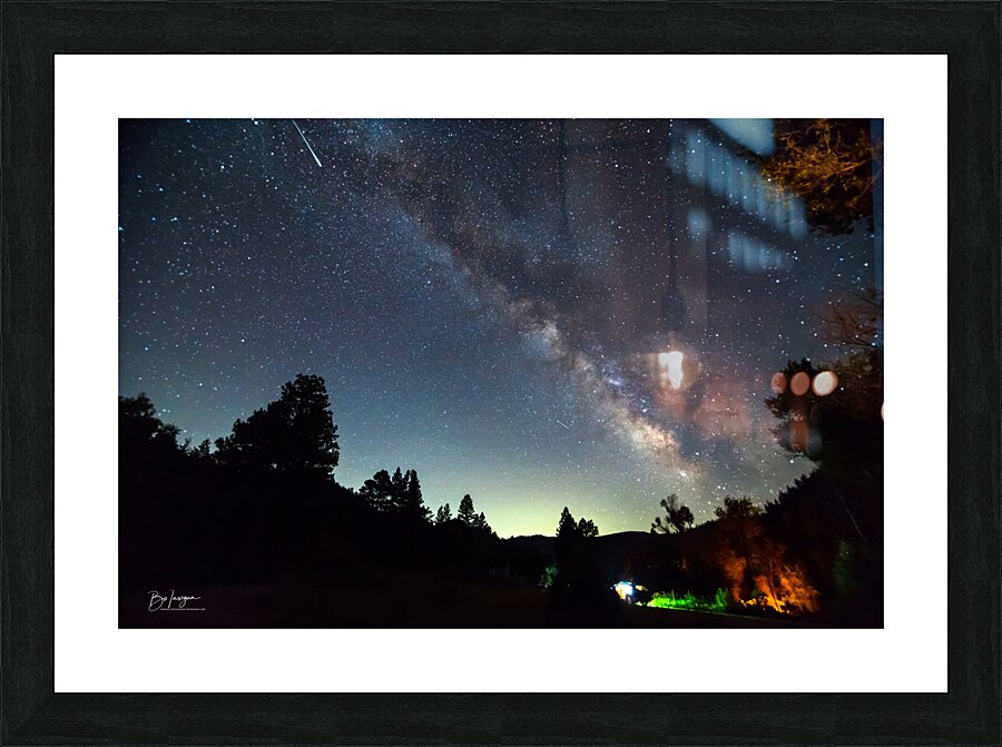 Milky Way and Perseid Meteor Over Colorado Rockies Poudre Canyon Picture Frame print