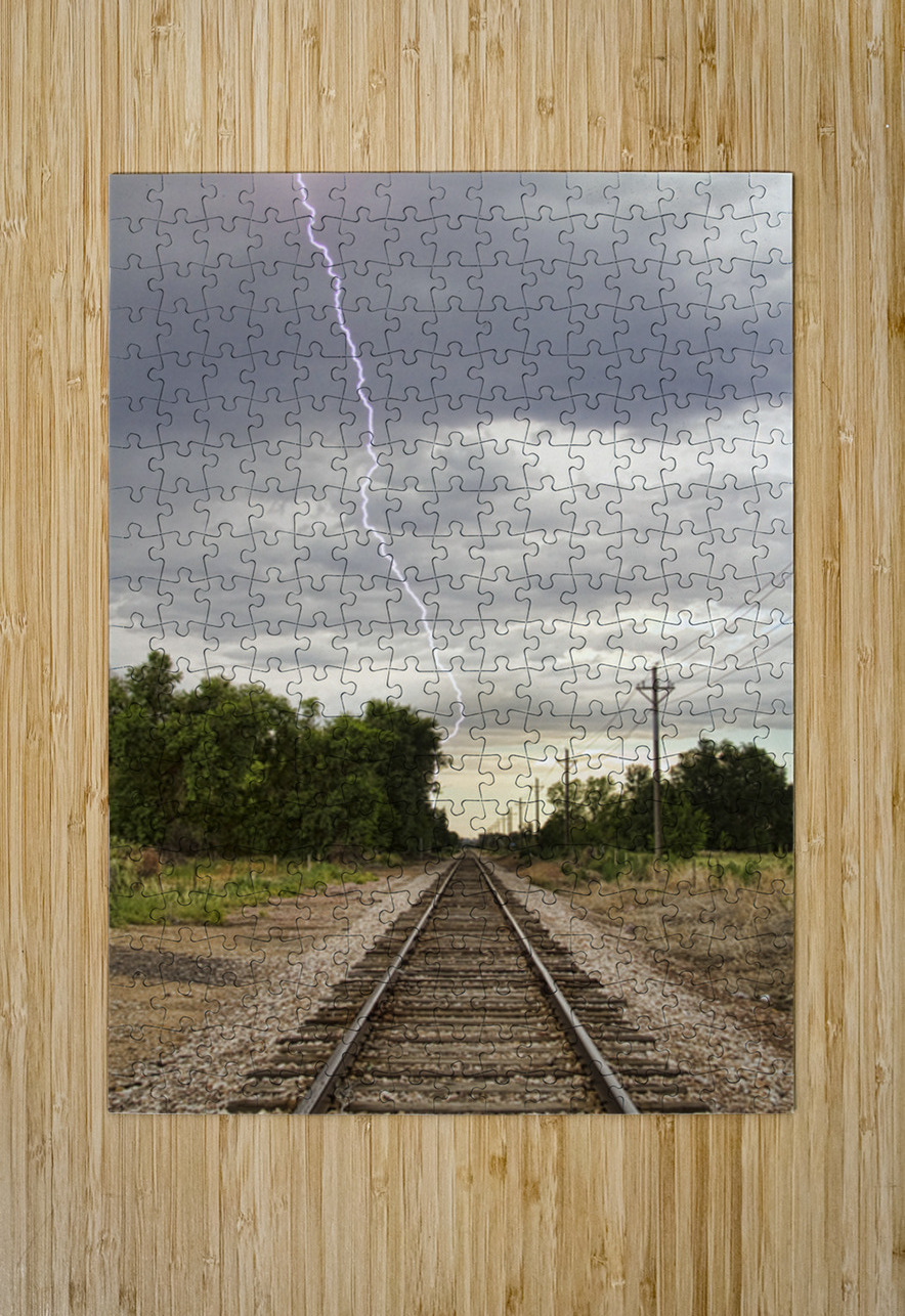 Lightning Striking By The Train Tracks Bo Insogna Puzzle printing