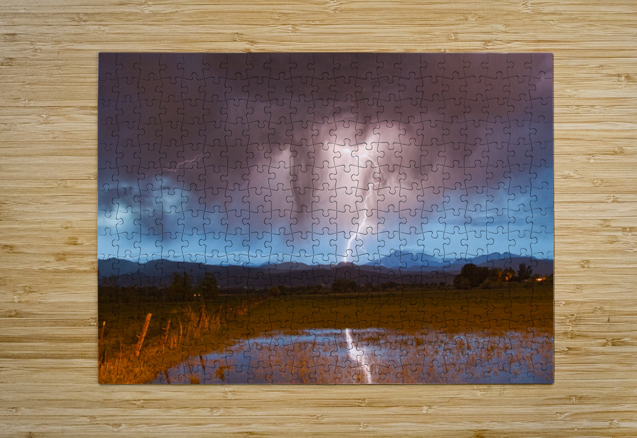 Lightning Striking Longs Peak Foothills 3 Bo Insogna Puzzle printing