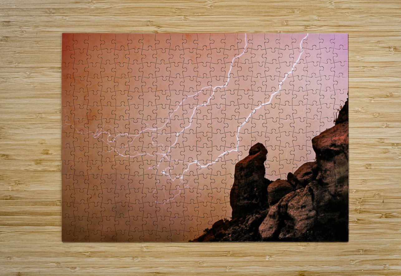 Praying Monk Camelback Mountain Lightning Monsoon Storm Bo Insogna Puzzle printing