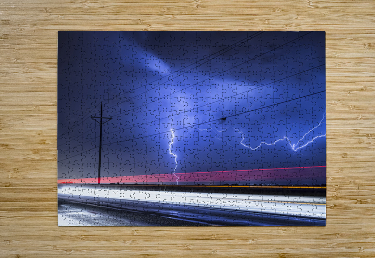 Lightning Storm Energy Over Open Highway Bo Insogna Puzzle printing