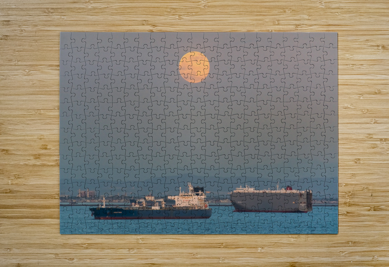 Full Moon Over the Port of Los Angeles Harbor Bo Insogna Puzzle printing