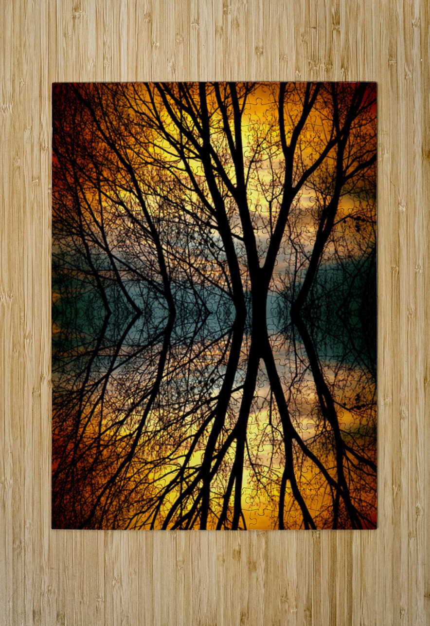 Sunset Tree Silhouette Abstract Mirror Reflection Bo Insogna Puzzle printing