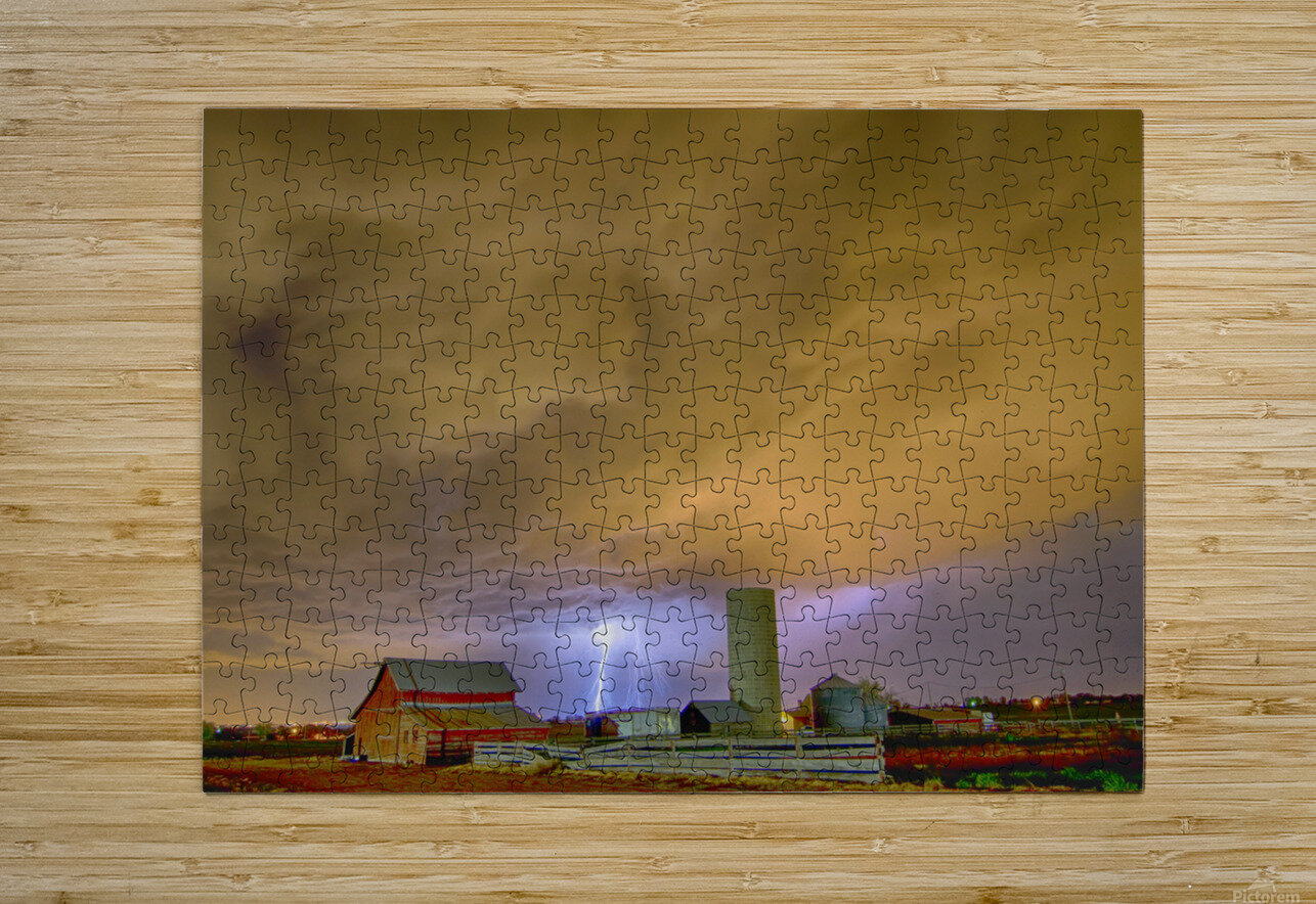 Thunderstorm Hunkering Down On Farm  HD Metal print with Floating Frame on Back